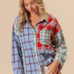 BiBi Color Block Plaid Button Down Shirt