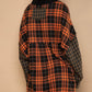 POL Plaid Contrast Long Sleeve Raw Hem Shacket with Chest Pockets