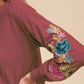 Annie Wear Embroidered Long Sleeve French Terry Top