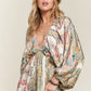 ADORA Printed V-Neck Batwing Sleeve Dress