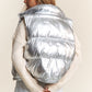 J.NNA Snap and Zipper Shiny Metallic Puffer Vest