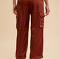 Annie Wear Wide Leg Cargo Satin Pants