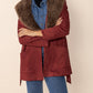 Fuzzy Collared Neck Tie Waist Jacket