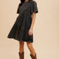 Annie Wear Mineral Washed Round Neck Short Sleeve Denim Dress