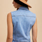 Annie Wear Collared Neck Button Down Denim Vest