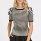 Mittoshop Striped Round Neck Puff Sleeve T-Shirt