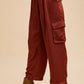 Annie Wear Wide Leg Cargo Satin Pants