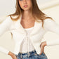 Miss Mesmerize Fur Trim Tie Front Ribbed Cardigan