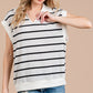 Ces Femme Collared Neck Contrast Striped Sweater Vest