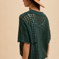 Annie Wear Openwork Johnny Collar Knit Cover Up