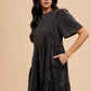 Annie Wear Mineral Washed Round Neck Short Sleeve Denim Dress