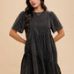 Annie Wear Mineral Washed Round Neck Short Sleeve Denim Dress