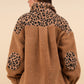 VERY J Fuzzy Leopard Button Down Long Sleeve Jacket