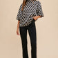 Annie Wear Tie Back Abstract Print Mock Neck Half Sleeve Blouse