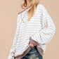 Ces Femme Striped Round Neck Drop Shoulder Sweatshirt