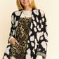 Davi & Dani Leopard Open Front Long Sleeve Cardigan