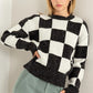 Weekend Chills Checkered Long Sleeve Sweater