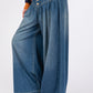 SAGE+FIG Smocked Waist Band Wide Leg Jeans