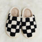 Melody Checkered Print Plush Slide Slippers