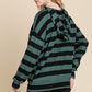 BOMBOM Drawstring Striped Dropped Shoulder Hoodie