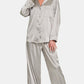 Zenana Satin Long Sleeve Shirt and Pants Pajama Set