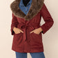 Fuzzy Collared Neck Tie Waist Jacket