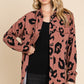 BOMBOM Animal Print Button Up Knit Shacket