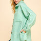 Davi & Dani Curved Hem Heathered Dropped Shoulder Shacket