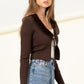 Miss Mesmerize Fur Trim Tie Front Ribbed Cardigan