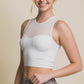 Love Tree Round Neck Ribbed Cropped Mesh Tank