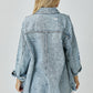 RISEN Distressed Raw Hem Denim Shacket