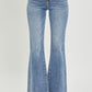 RISEN Full Size High Waist Raw Hem Flare Jeans