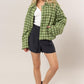 HYFVE Tweed Plaid Button Up Collared Neck Jacket