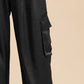 Annie Wear Wide Leg Cargo Satin Pants