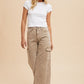 Annie Wear Raw Hem Wide Leg Jeans with Cargo Pockets