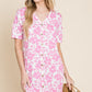 BOMBOM Floral Button Down Mini Dress