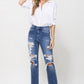 Distressed High Rise Ankle Relaxed Straight Jeans