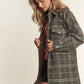 J.NNA Snap Down Tweed Plaid Contrast  Longline Shacket