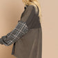 Long Sleeve With Plaid Detail Sleeve Shacket