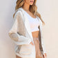 Drawstring Color Block Long Sleeve Jacket