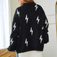 Lightning Bolt Oversized Open Sweater Cardigan