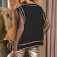 Solid V-Neck Sleeveless Pocket Detail Sweater