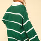 Haptics Collared Neck Striped Contrast Sweater