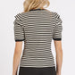 Mittoshop Striped Round Neck Puff Sleeve T-Shirt