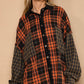 POL Plaid Contrast Long Sleeve Raw Hem Shacket with Chest Pockets