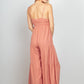 VERY J Sleeveless Ruched Wide Leg Jumpsuit