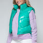 Snobbish Zip Up Turtleneck Shiny Quilted Vest