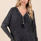 Mittoshop Washed V-Neck Long Sleeve Blouse