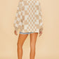 Annie Wear Checkered Open Front Drop Shoulder Cardigan