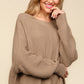 Haptics Full Size Side Slit Texture Asymmetric Sweater